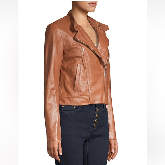 MICHAEL Michael Kors Tan Leather Jacket - Picture 4 of 13